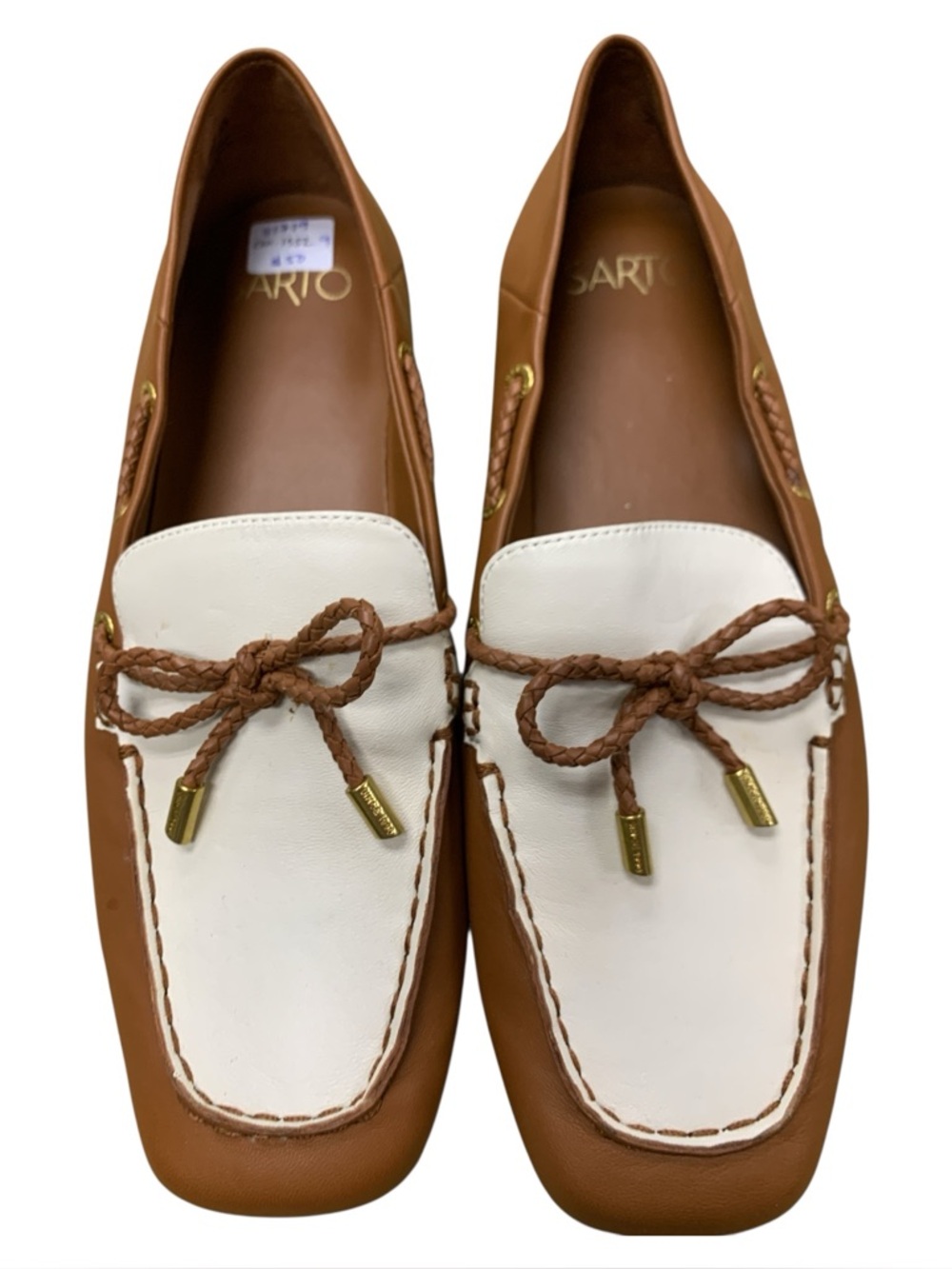 SARTO By Franco Sarto Brown & White Leather Slip-On Loafers S9